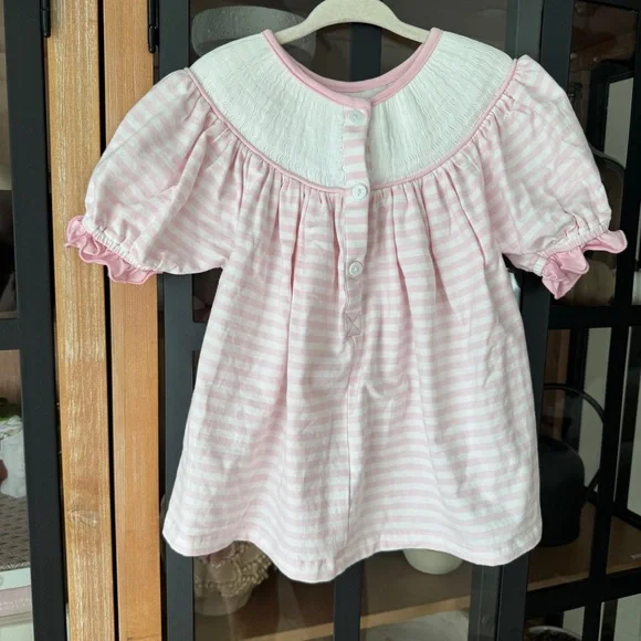 Disney princesses smocked dress top ariel striped embroidered belle toddler girl - Picture 3 of 7